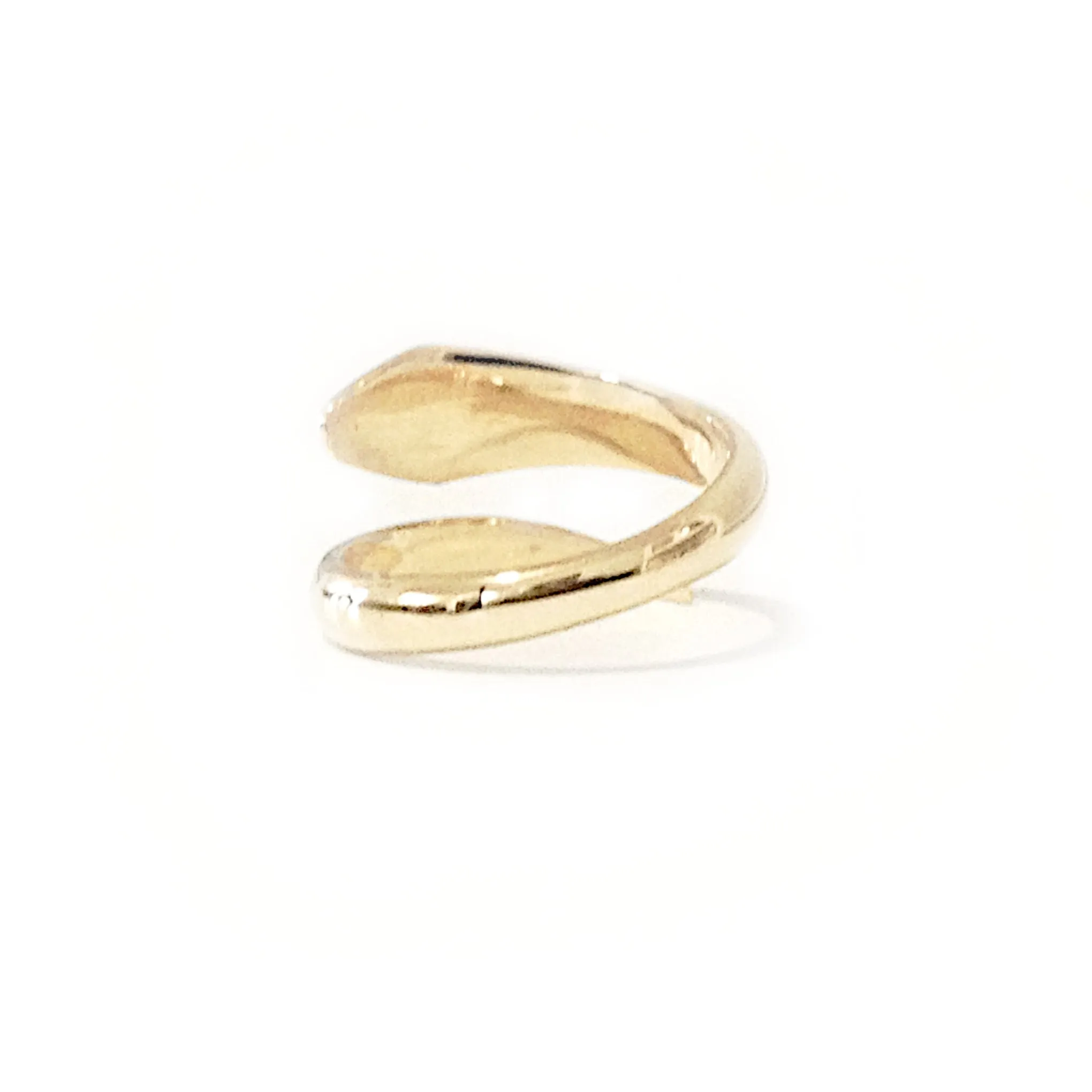 14K Gold Diamond Cobra Snake Wrap Bypass Ring