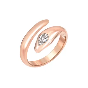 14K Gold Diamond Cobra Snake Wrap Bypass Ring