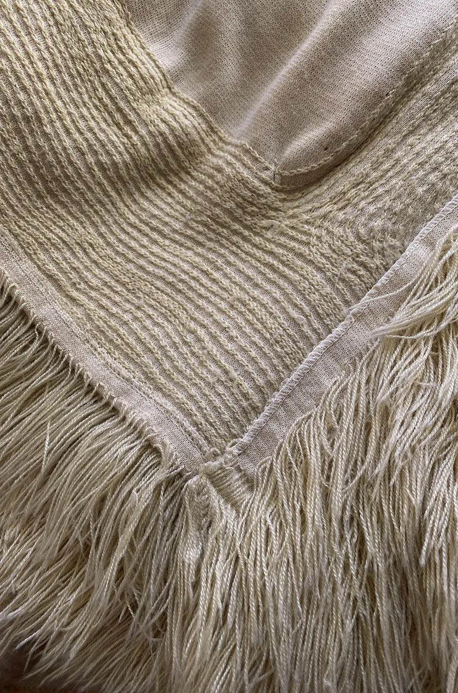 1970s Unlabeled Arissa of France Deep Ivory Faux Fur Alternative String Coat