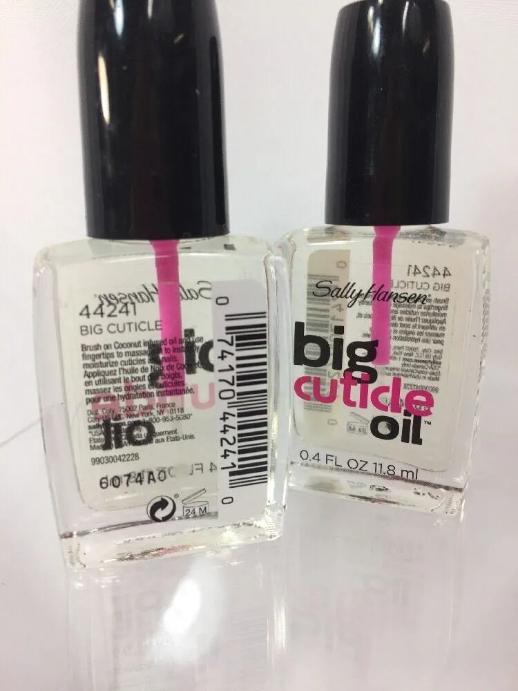 (2) Big Cuticle Oil Sally Hansen Big Top & Base Coats Nail Polish 0.4oz