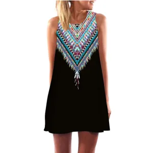 2016 Summer Dress Women Print Vintage Hippie Women Beach Dress Dashiki Loose Boho Women Clothing Sundresses Vestidos