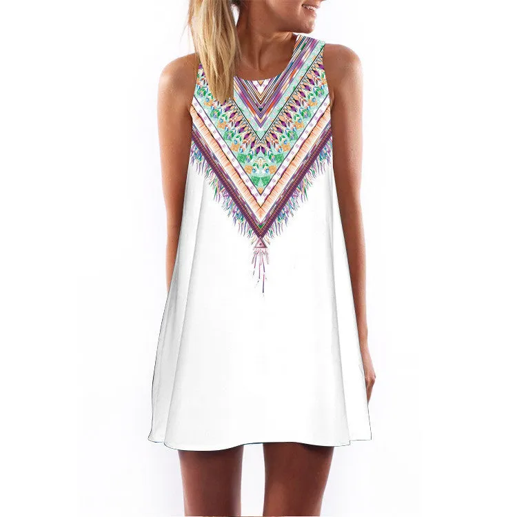2016 Summer Dress Women Print Vintage Hippie Women Beach Dress Dashiki Loose Boho Women Clothing Sundresses Vestidos
