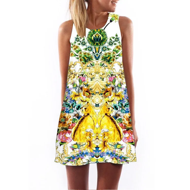 2016 Summer Dress Women Print Vintage Hippie Women Beach Dress Dashiki Loose Boho Women Clothing Sundresses Vestidos