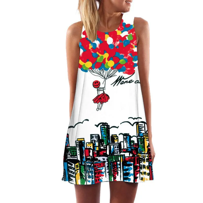 2016 Summer Dress Women Print Vintage Hippie Women Beach Dress Dashiki Loose Boho Women Clothing Sundresses Vestidos