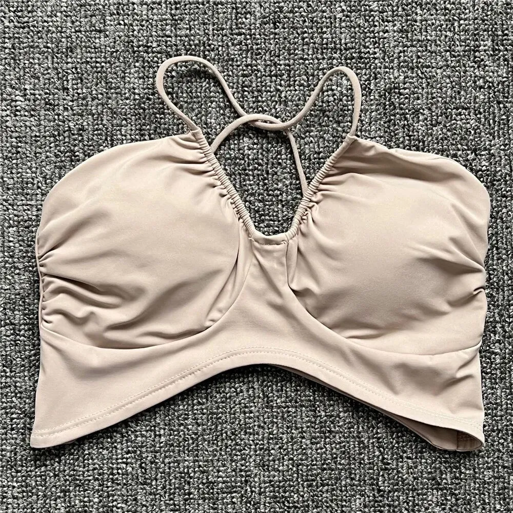 2025 Pad Spandex Nylon Sport Bras Women Sports Bra Gym Gym Fitness Push Up Tank Top Women Cross Yoga Ballet Dance Underwear