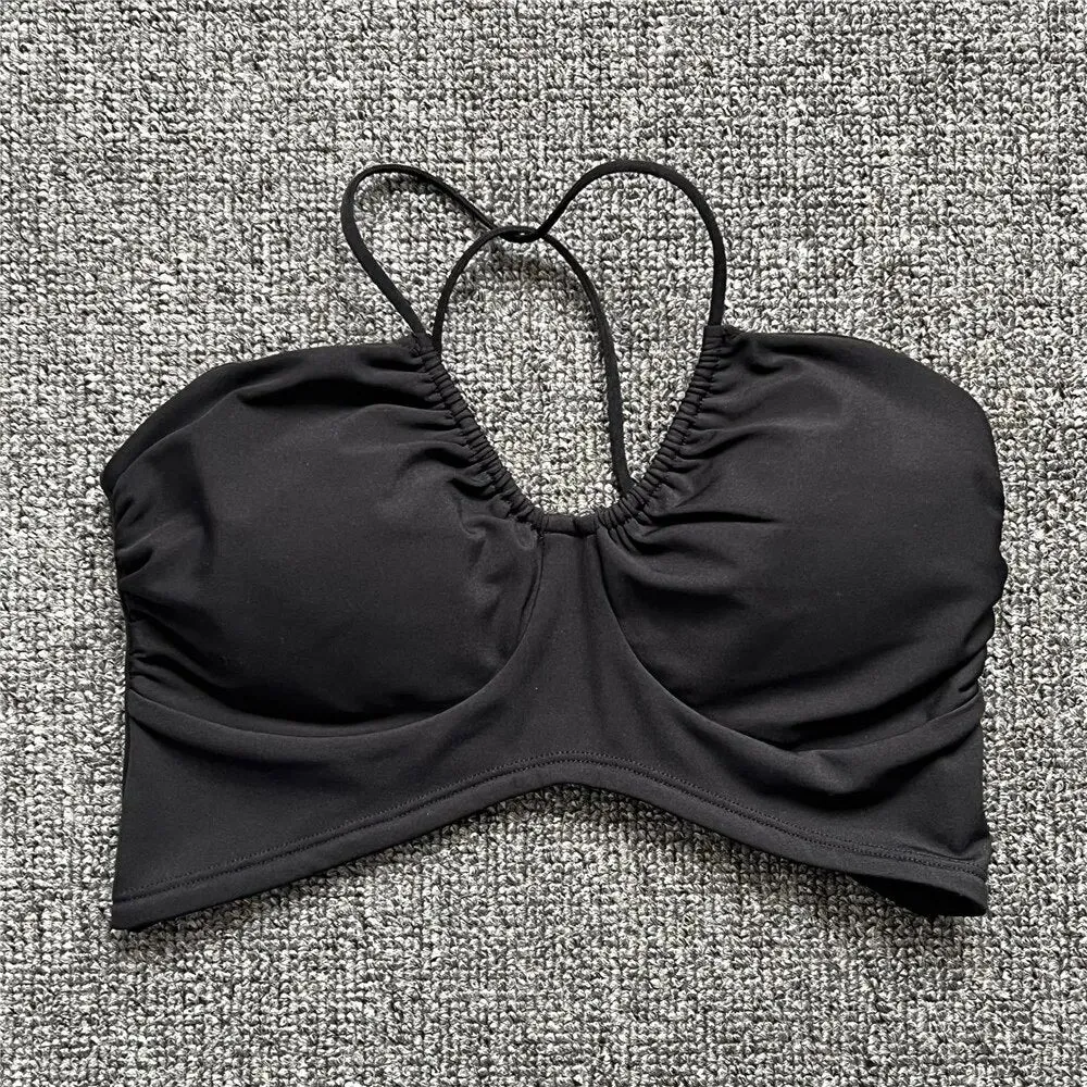 2025 Pad Spandex Nylon Sport Bras Women Sports Bra Gym Gym Fitness Push Up Tank Top Women Cross Yoga Ballet Dance Underwear