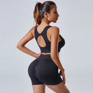 2pcs Yoga Set Women's Vest Sports Bra And Cross Back Dress