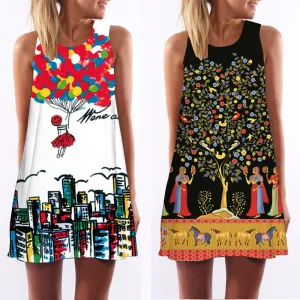 3D vintage Print summer dress bohemian beach dress summer sundresses women dresses dashiki hippie boho vestidos plus size