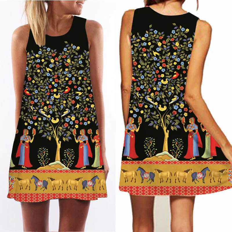 3D vintage Print summer dress bohemian beach dress summer sundresses women dresses dashiki hippie boho vestidos plus size