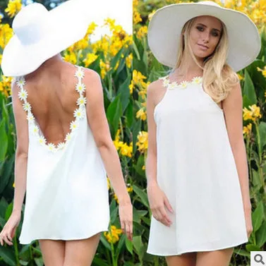 40 Summer Sundress for Women Beach Style Sunflower Patchwork Backless Chiffon Dress Robes Femme Ete Ladies Vestido De Festa