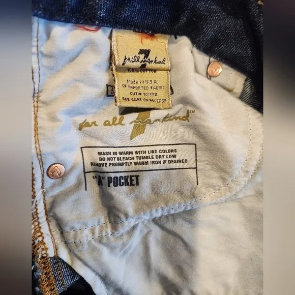 7 For All Mankind Jeans, Dark Wash,  Distressed Look ,100% Cotton