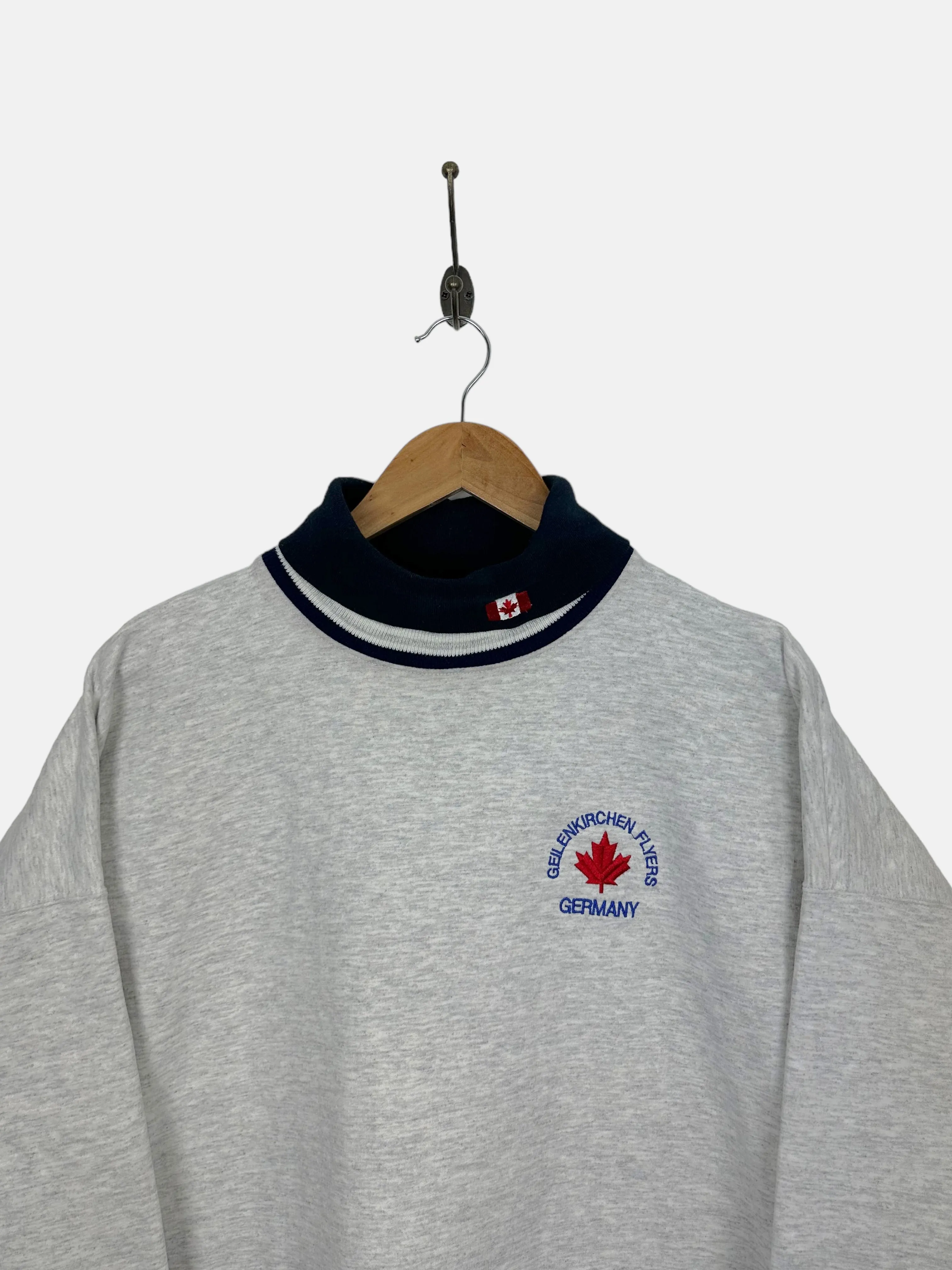 90's Geilenkirchen Flyers Hockey Embroidered Vintage Mock-Neck Sweatshirt Size L