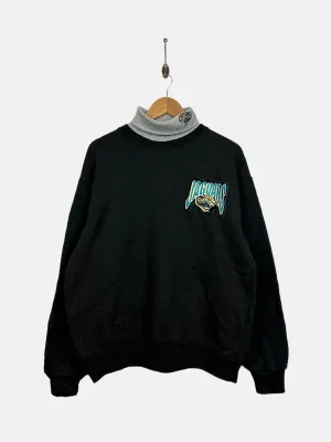 90's Jacksonville Jaguars NFL Embroidered Vintage Mock-Neck Sweatshirt Size M