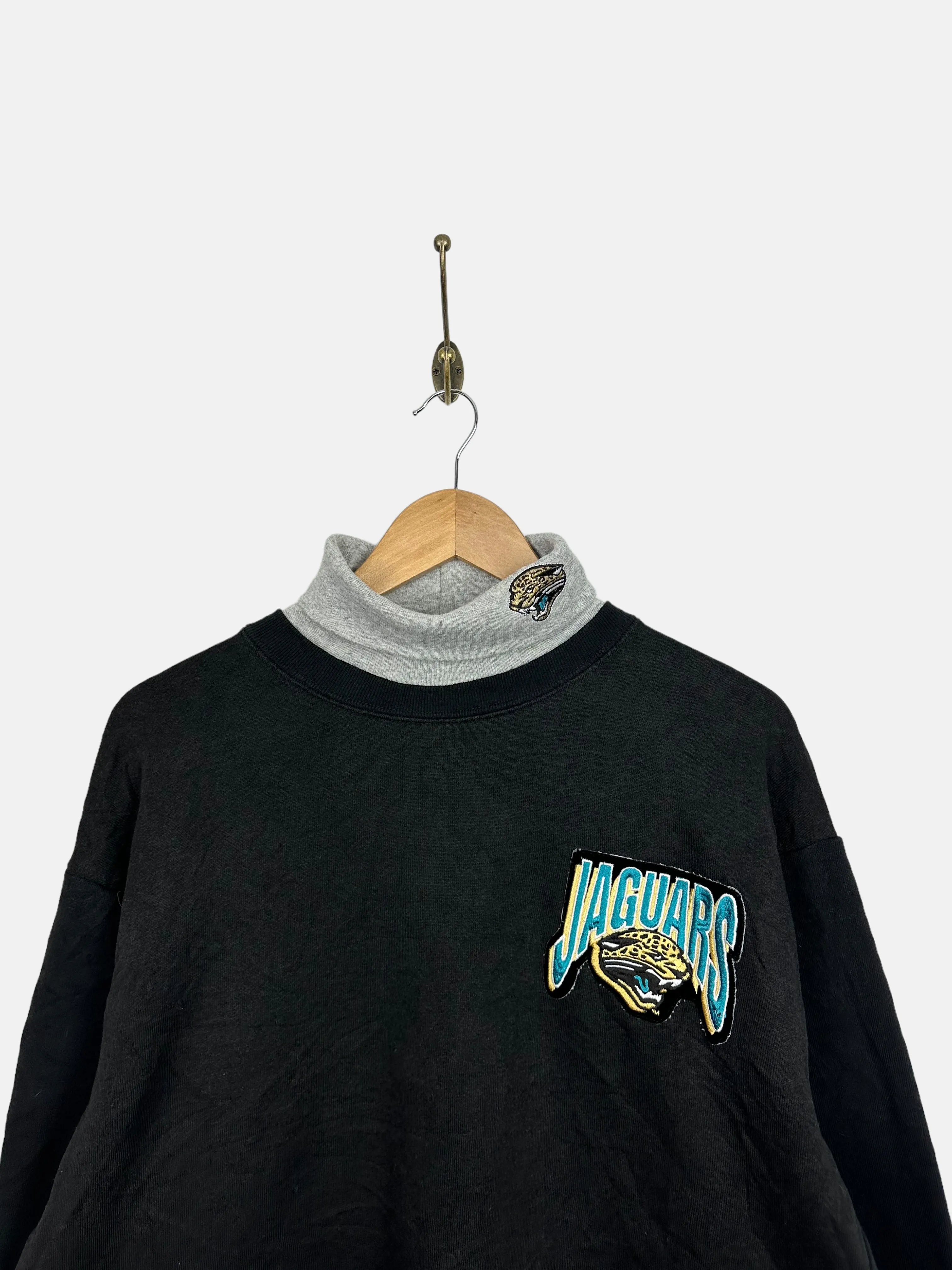 90's Jacksonville Jaguars NFL Embroidered Vintage Mock-Neck Sweatshirt Size M
