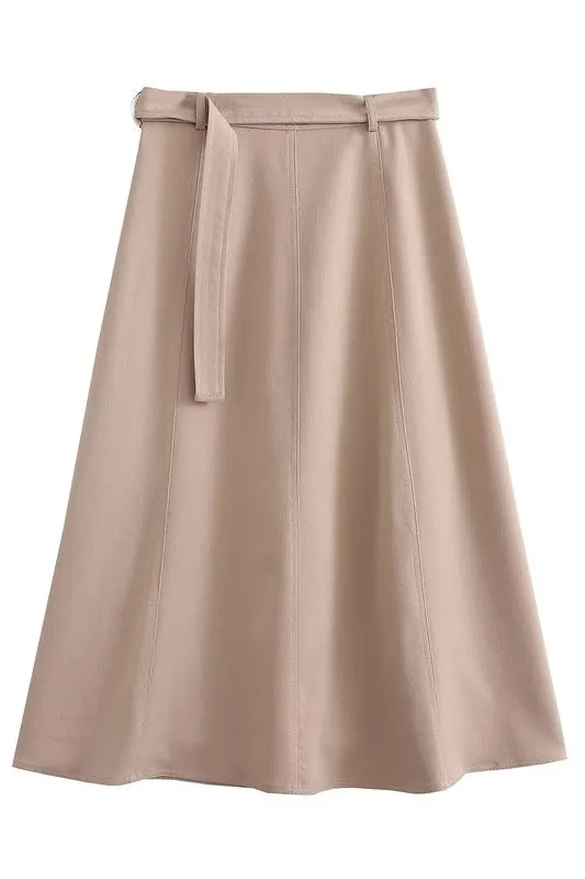 A-Line Midi Wrap Skirt