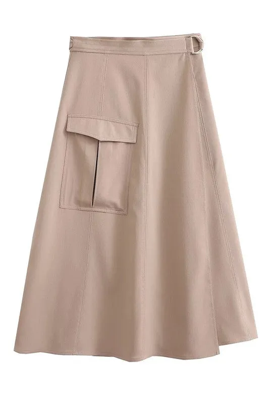 A-Line Midi Wrap Skirt