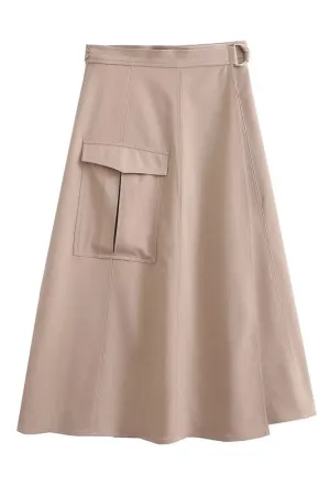A-Line Midi Wrap Skirt