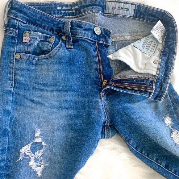 Adriano Goldsmith Step-Hem Ankle Legging Jeans in 14 Years Radiant Blue Size 26