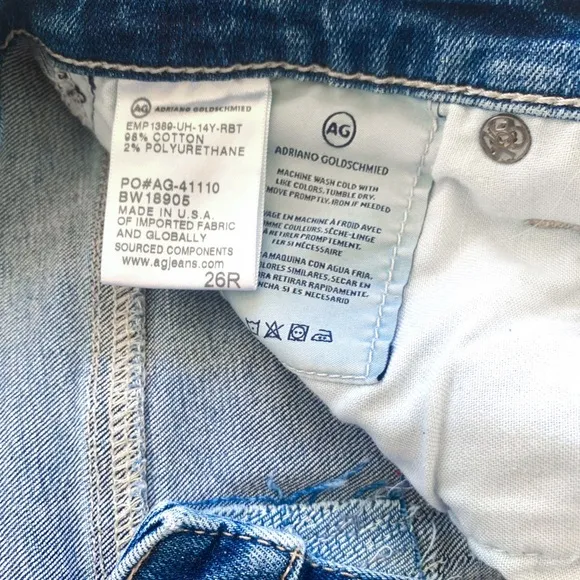 Adriano Goldsmith Step-Hem Ankle Legging Jeans in 14 Years Radiant Blue Size 26
