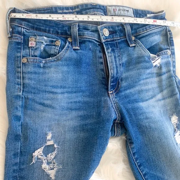 Adriano Goldsmith Step-Hem Ankle Legging Jeans in 14 Years Radiant Blue Size 26