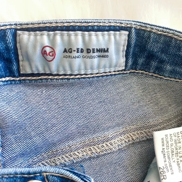 Adriano Goldsmith Step-Hem Ankle Legging Jeans in 14 Years Radiant Blue Size 26