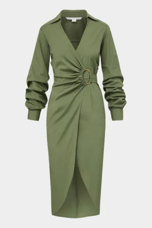 Afton Wrap Dress in Stone Army