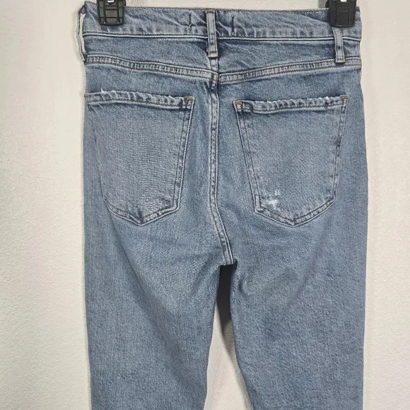 Agolde Nico Jeans High Rise Slim Womens Size 23 Headlines Blue Denim Distressed