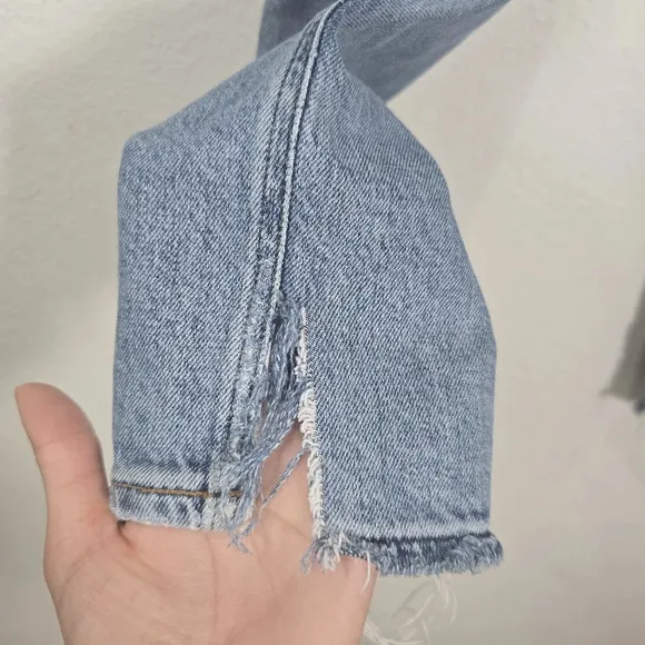 Agolde Nico Jeans High Rise Slim Womens Size 23 Headlines Blue Denim Distressed