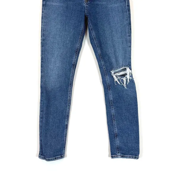 Agolde Womens Nico High Rise Slim Straight Distressed Jeans Size 26 Medium Wash