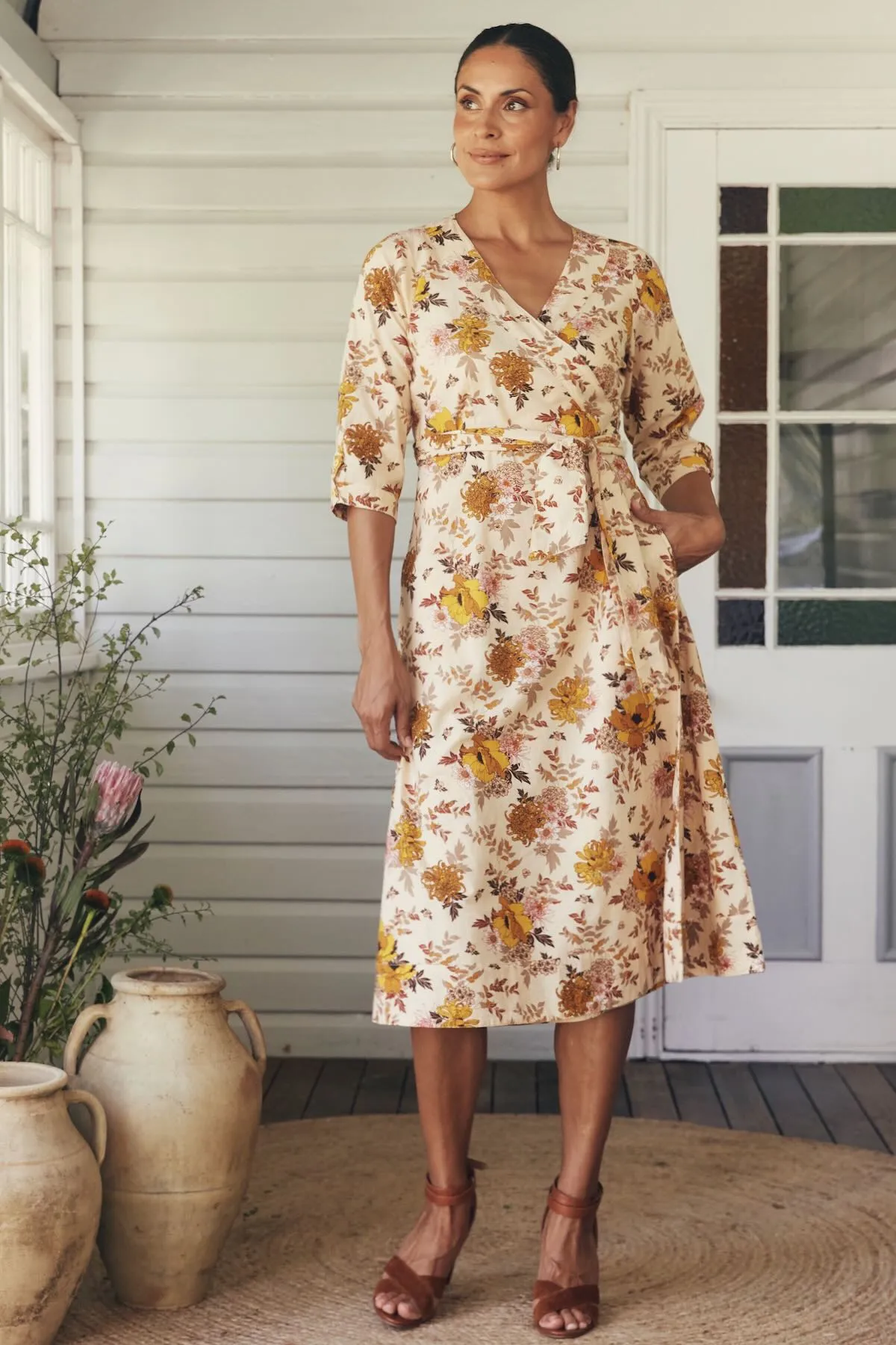 Angelica Wrap Dress - Cassia