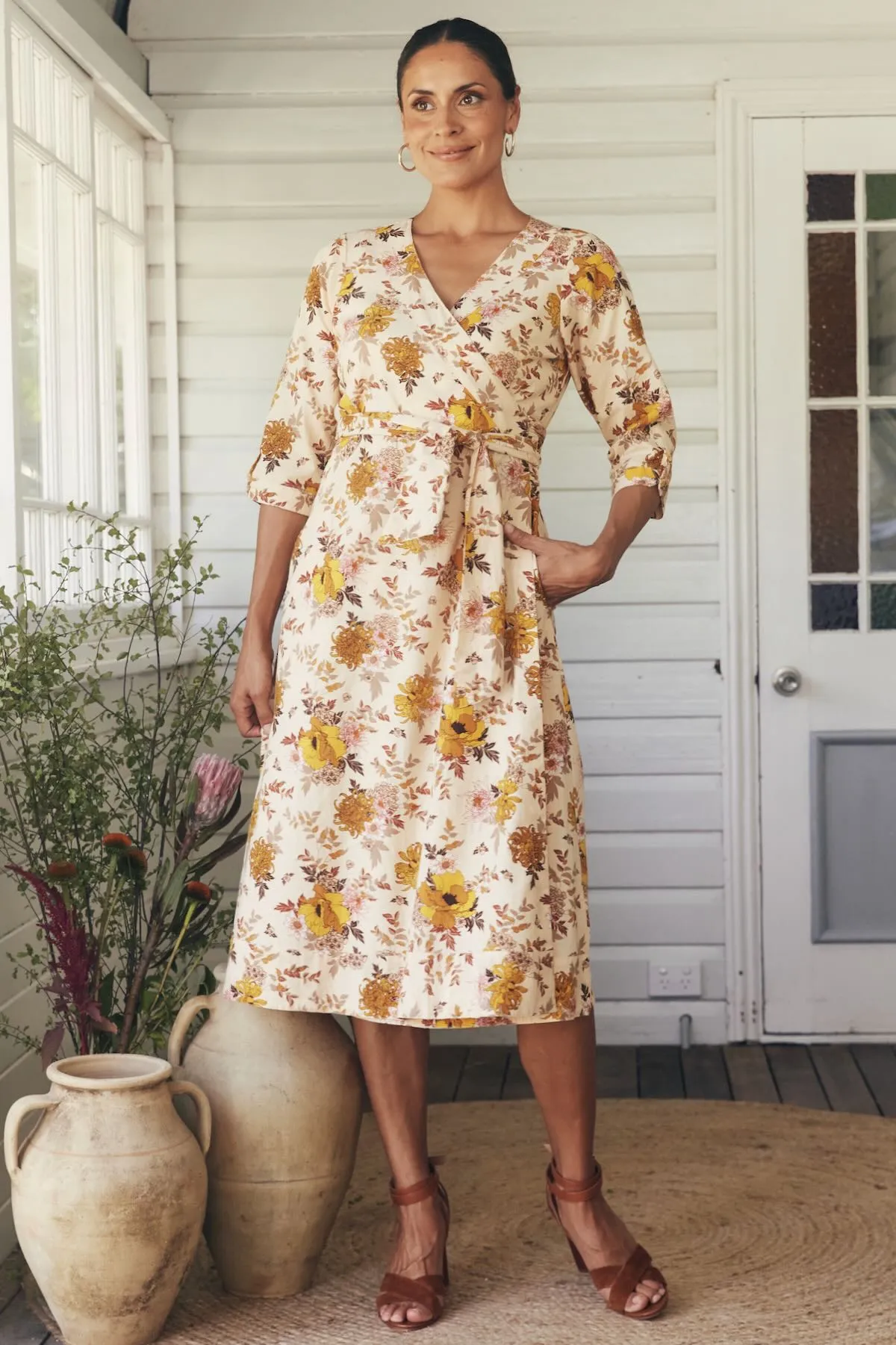 Angelica Wrap Dress - Cassia