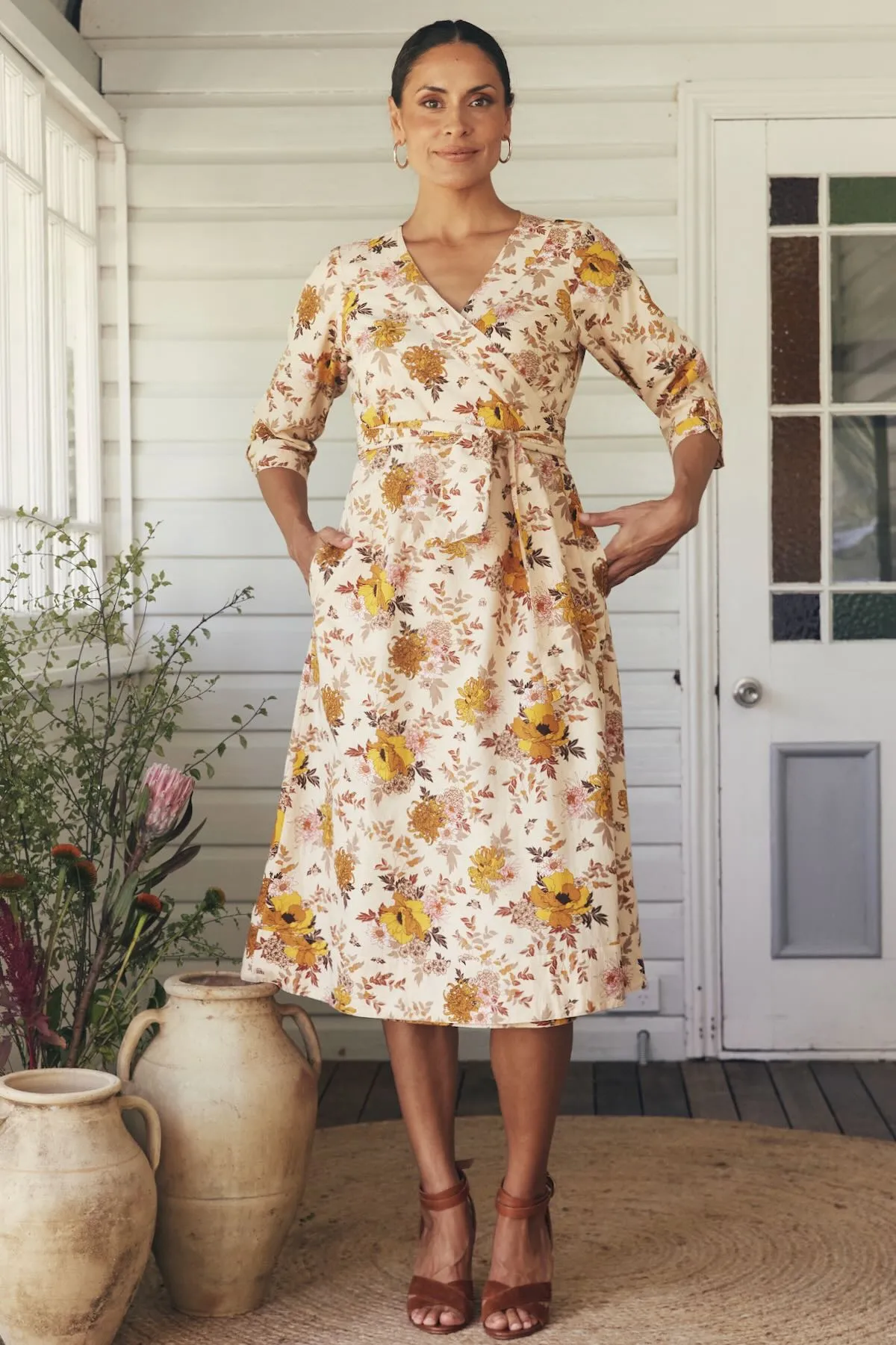 Angelica Wrap Dress - Cassia