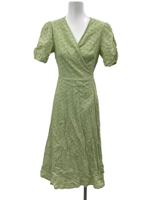 Apple Green Eyelet Ribbon Wrap Dress