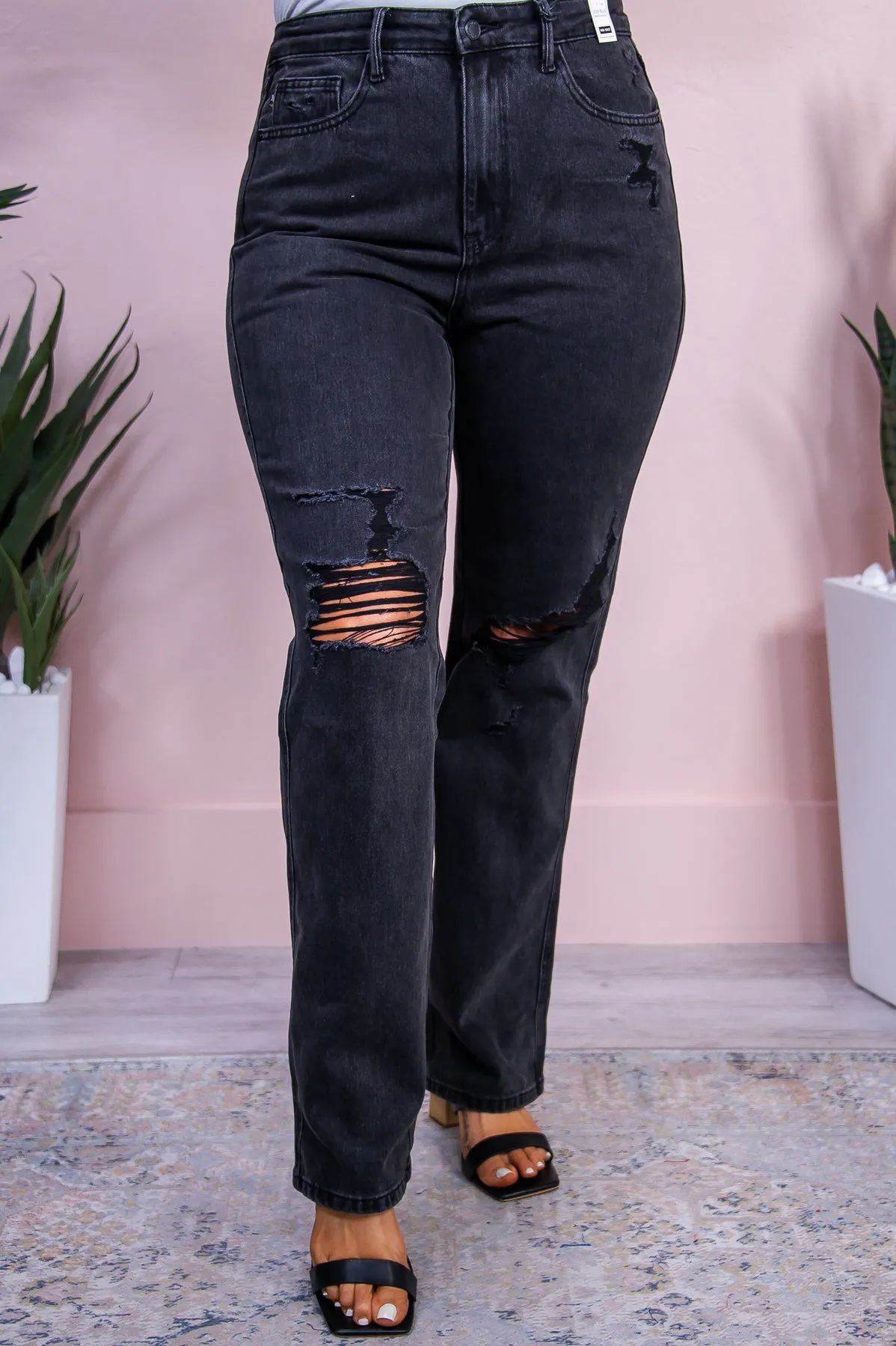 Ariana Black Solid Distressed Jeans - K1165BK