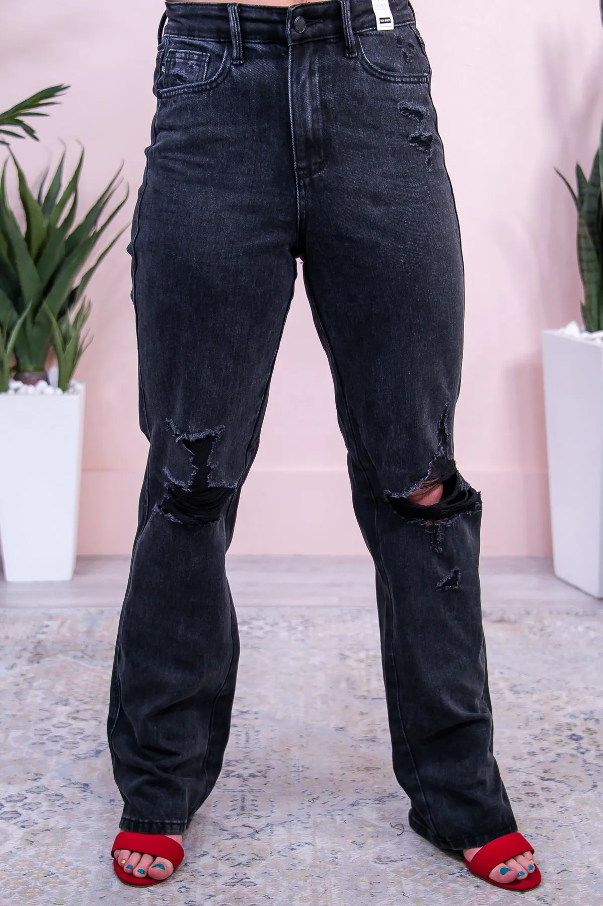 Ariana Black Solid Distressed Jeans - K1165BK