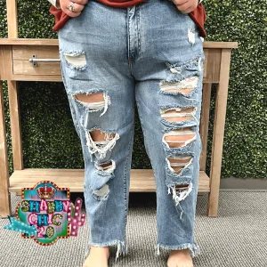 Ariana Girlfriend Jeans - DISTRESSED