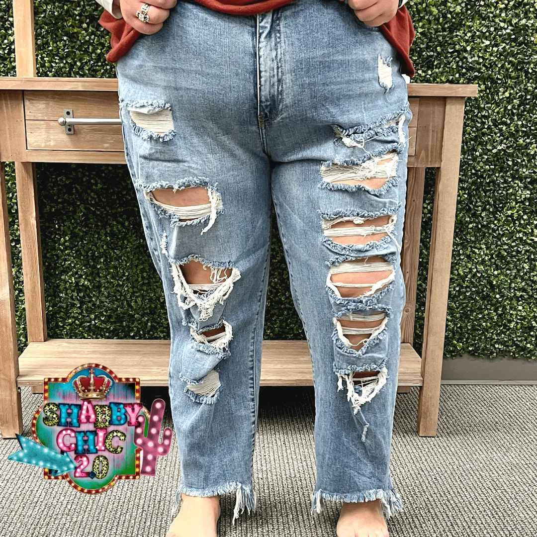 Ariana Girlfriend Jeans - DISTRESSED