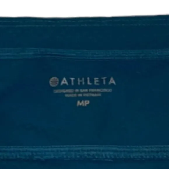 Athleta Cropped Mesh Insert Pocket Leggings Size MP Teal
