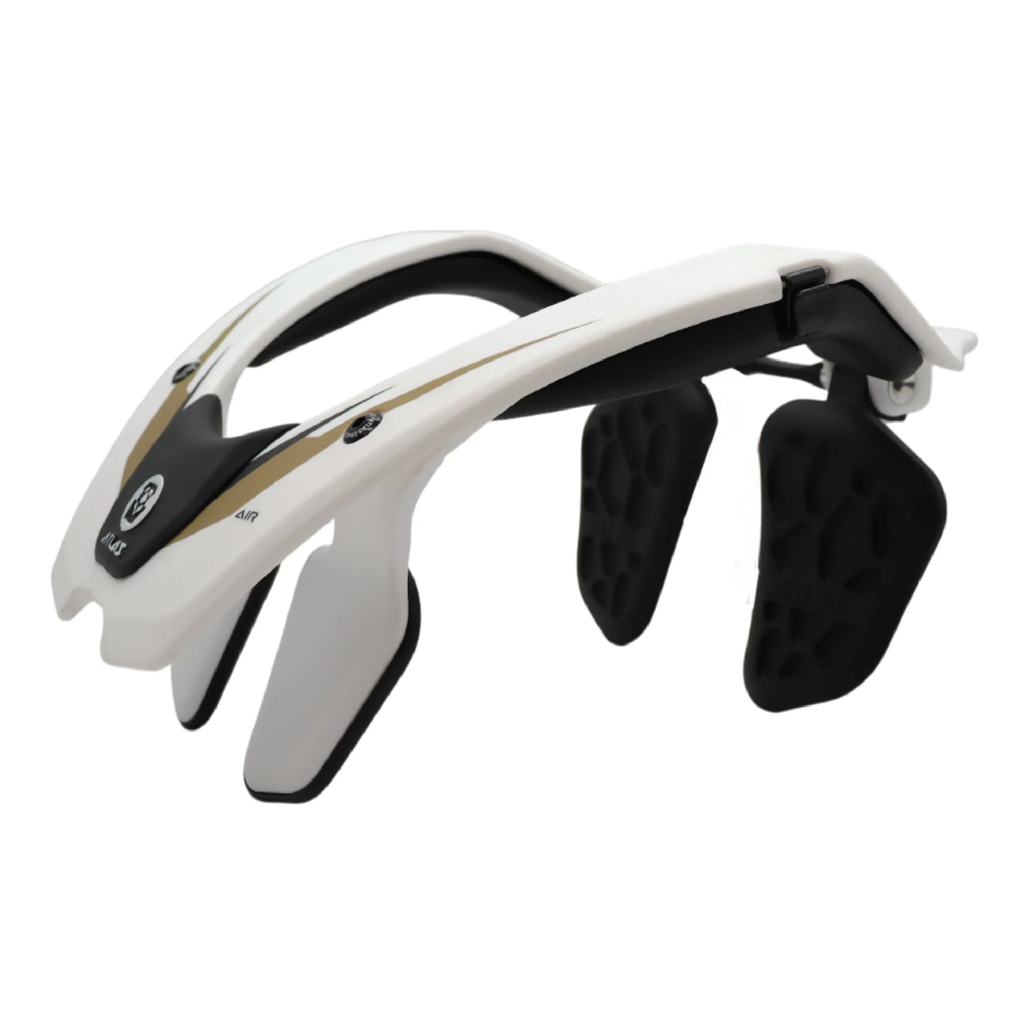 Atlas Air Anti-Compression Sport Neck Brace (Adult - Medium) for Use In: Powersports, Offroad Racing, Motocross, Mountain Biking, BMX, Snowmobiling, Snowboarding (White/Gold)