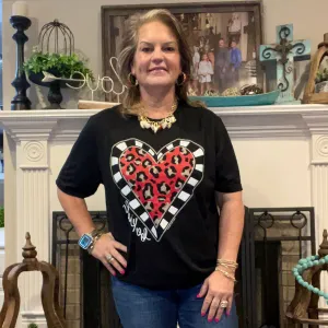 Be Kind Leopard Heart Short Sleeve Tee