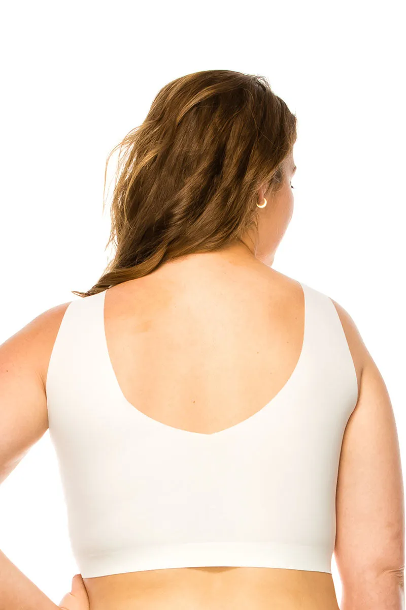 BE281X 6 Piece Smooth Microfiber, Removable Pads, and Bonded Neckline Laser Cut Comfort V-neck Bralette Plus Size