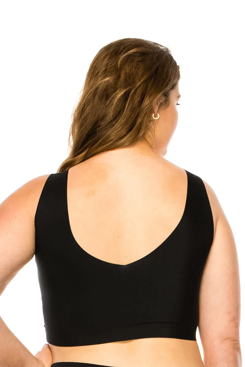 BE281X 6 Piece Smooth Microfiber, Removable Pads, and Bonded Neckline Laser Cut Comfort V-neck Bralette Plus Size