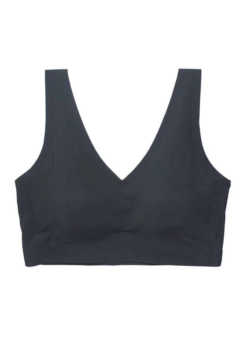 BE281X 6 Piece Smooth Microfiber, Removable Pads, and Bonded Neckline Laser Cut Comfort V-neck Bralette Plus Size