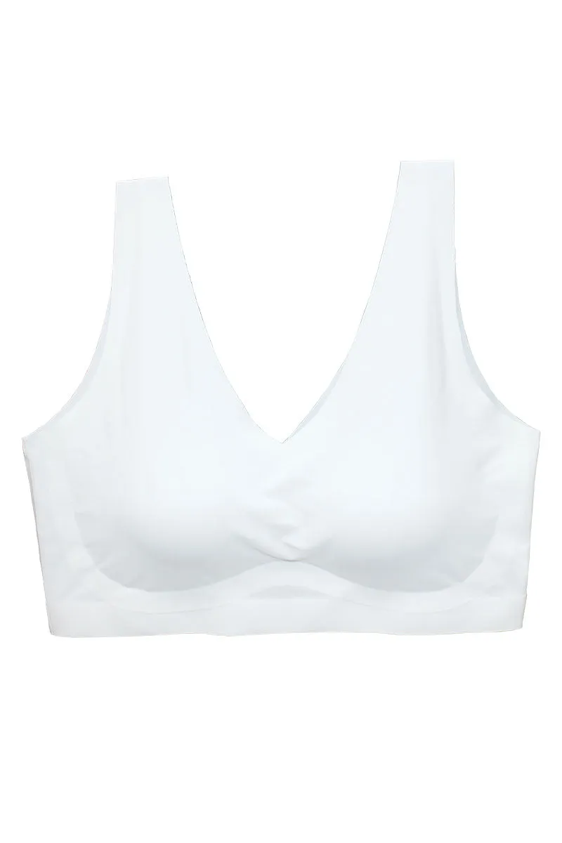 BE281X 6 Piece Smooth Microfiber, Removable Pads, and Bonded Neckline Laser Cut Comfort V-neck Bralette Plus Size