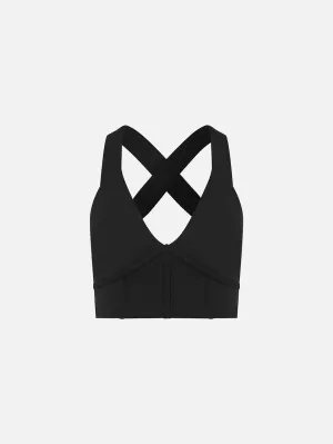 Bello V-neck Sports Bra - Black