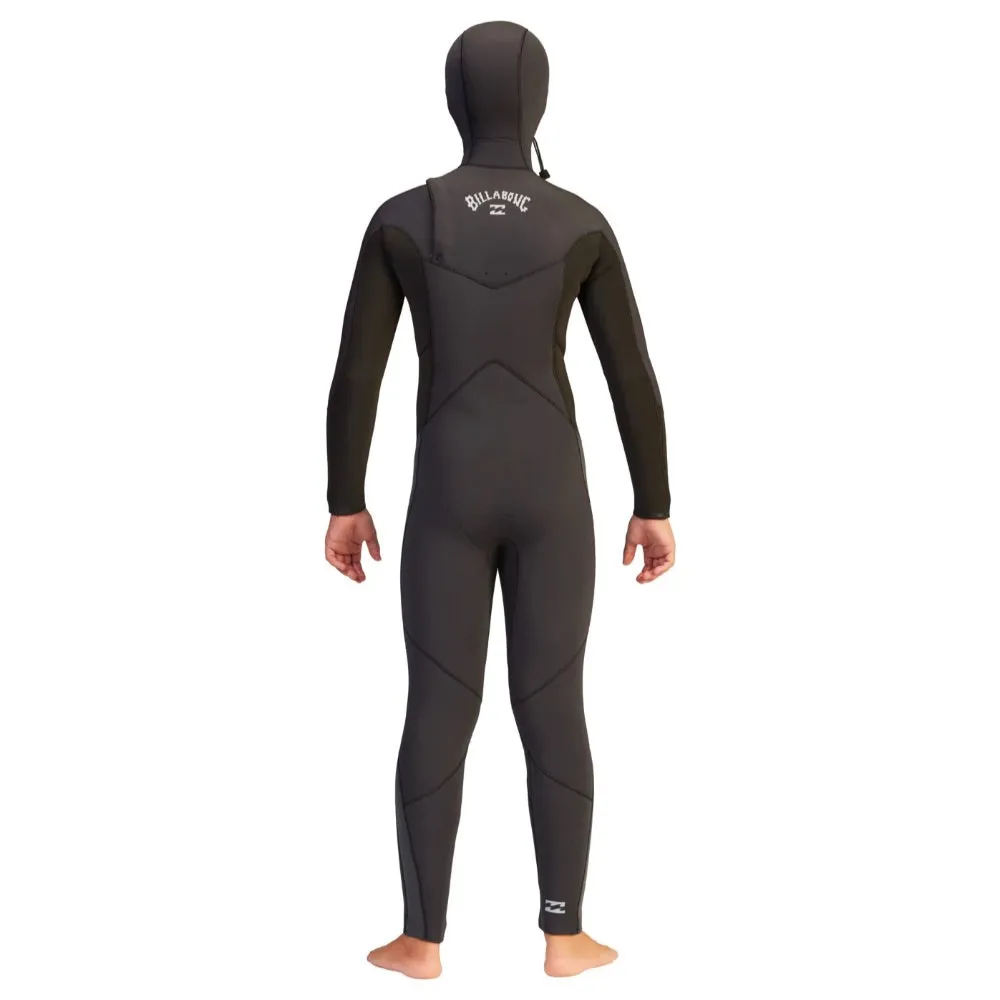 BILLABONG BOYS ABSOLUTE 5/4 CHEST ZIP HOODED BLACK