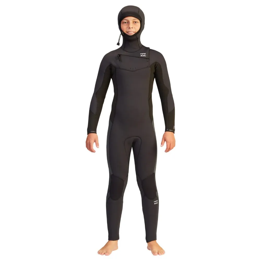 BILLABONG BOYS ABSOLUTE 5/4 CHEST ZIP HOODED BLACK