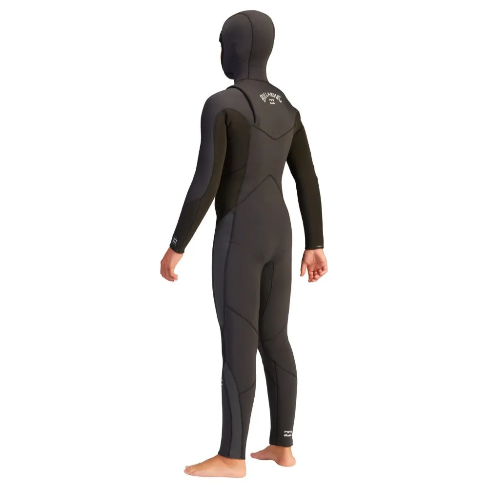 BILLABONG BOYS ABSOLUTE 5/4 CHEST ZIP HOODED BLACK