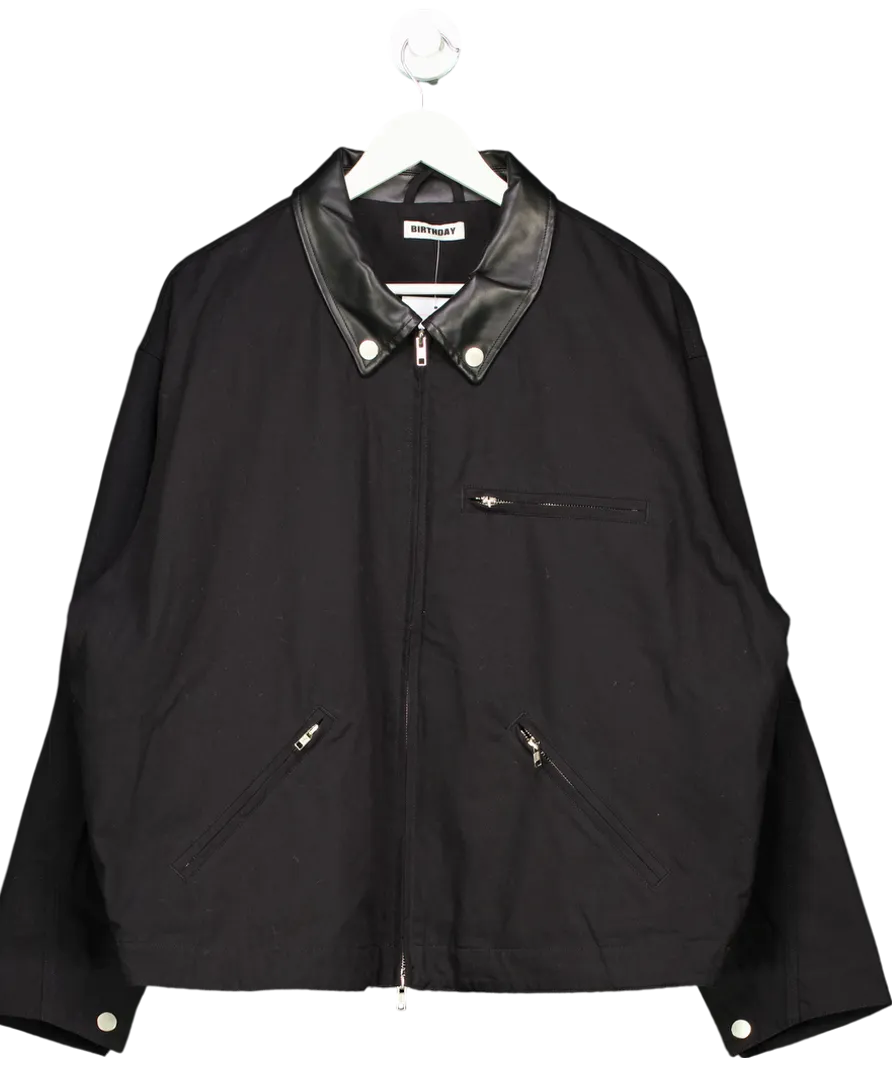 Birthday Black Faux Leather Collar Jacket UK M