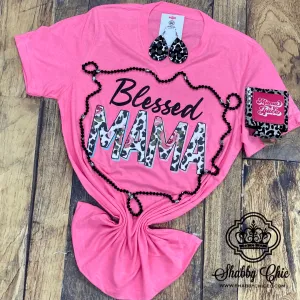 Black Leopard Blessed Mama Tee